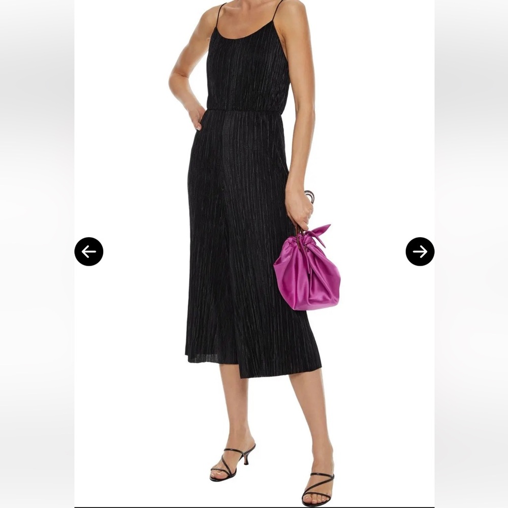 Alice + Olivia Black Pleated Cropped Jumpsuit